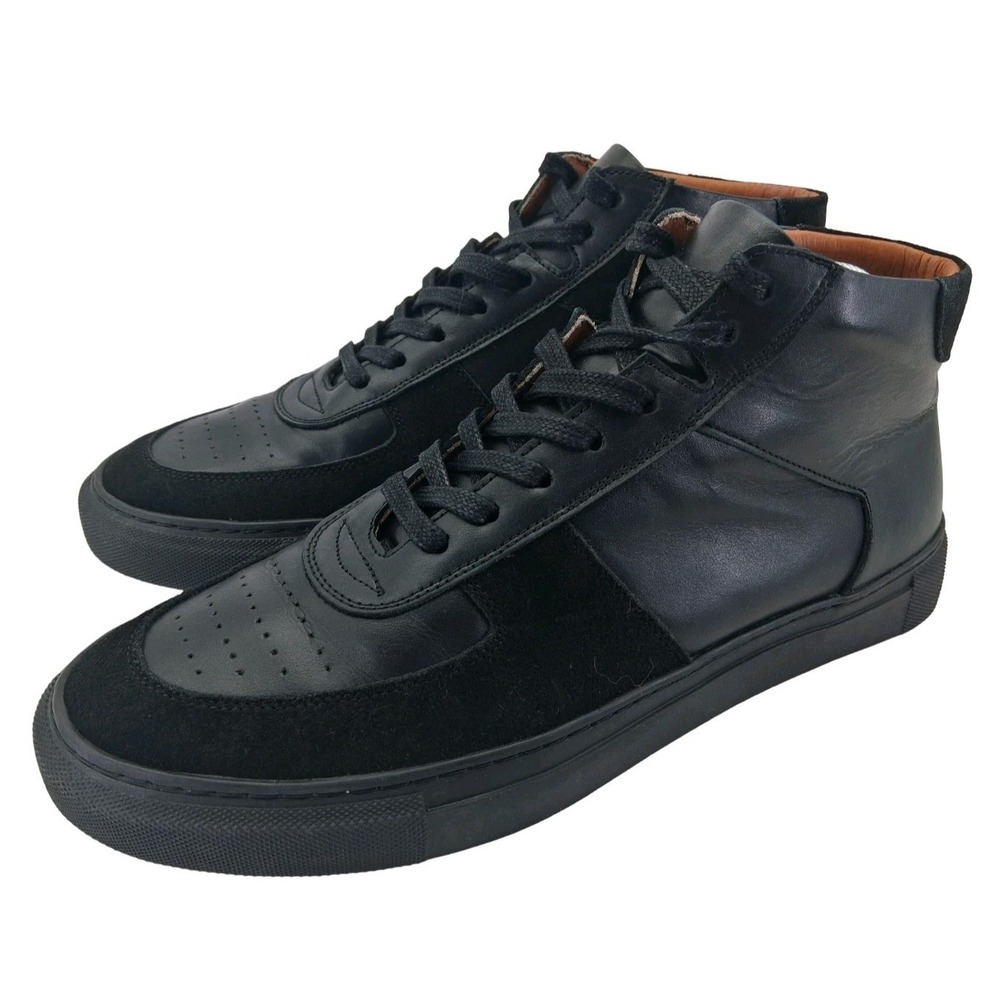 Beckett Simonon Shoes Mens Size 9.5 Black Leather Suede High Top Casual Sneakers